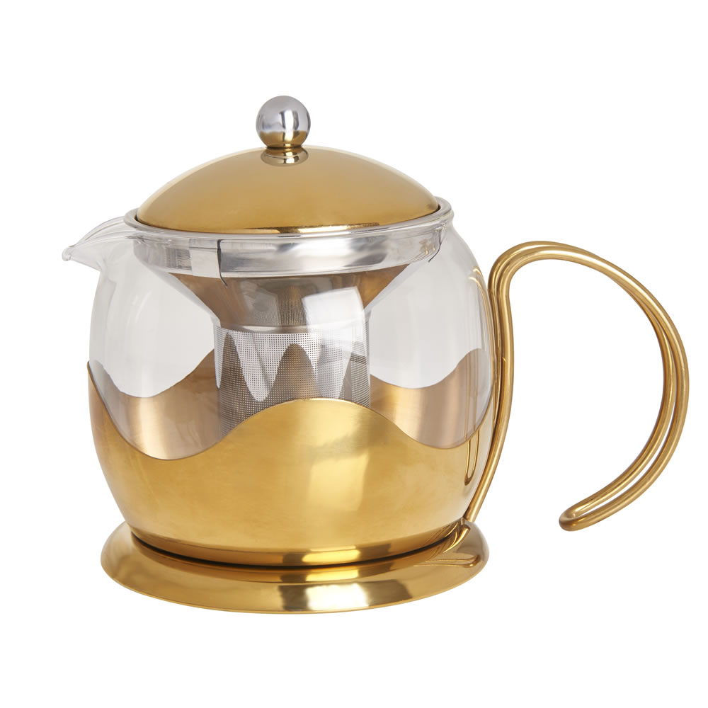 Wilko Gold Effect Teapot and Infuser Wilko