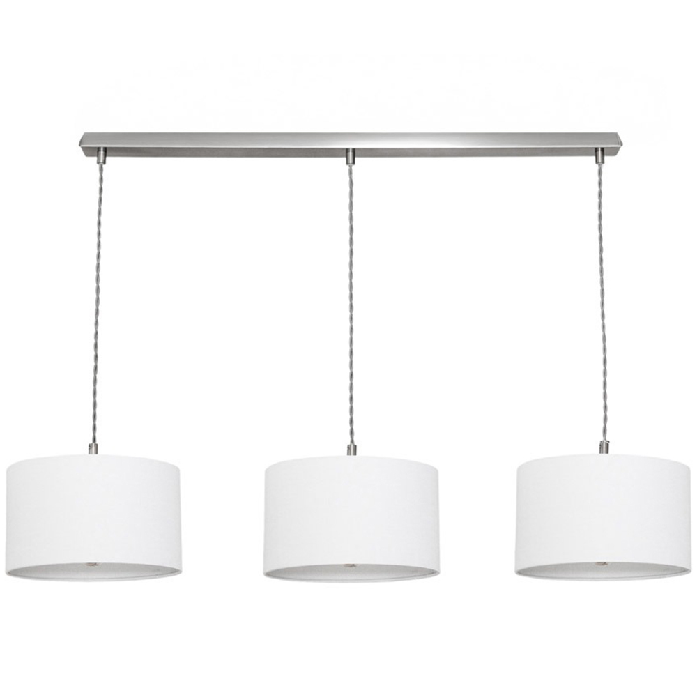 ValueLights Reni White Drum Shade 3 Drop Bar Chrome Diner LED Ceiling Pendant Light Image 1