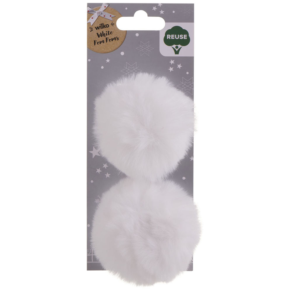 Wilko First Frost White Pom Poms 2 Pack Image 2