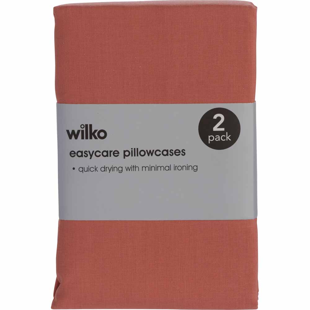 Wilko Soft Terracotta Pair Housewife Pillowcases Image 3