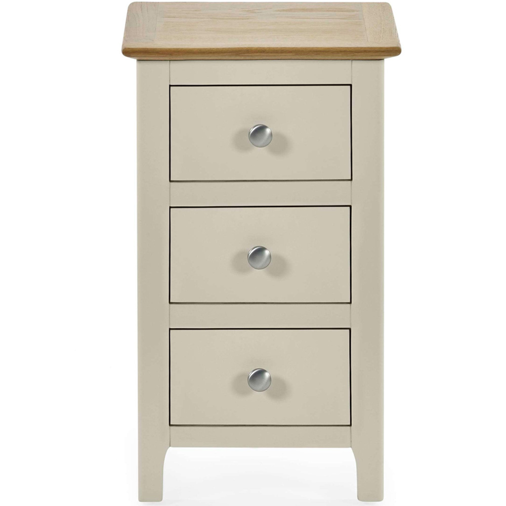 Julian Bowen Somerset 3 Drawer Truffle Grey and Oak Compact Bedside Table Image 4