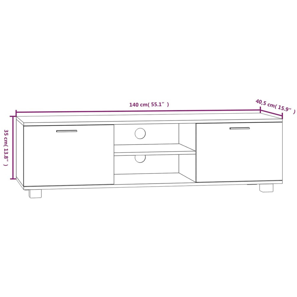 vidaXL 2 Door 2 Open Shelf Brown Oak TV Cabinet Image 8