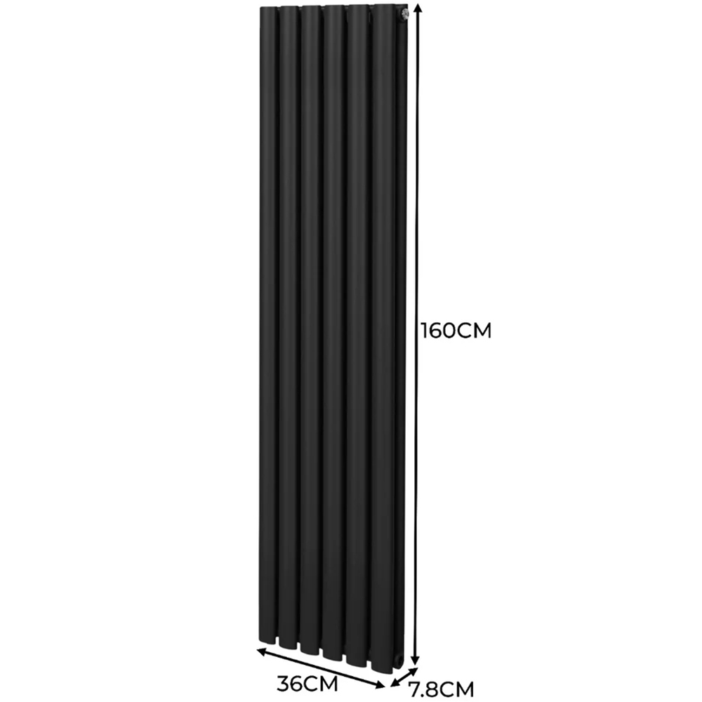 Monster Shop 4195BTU Black Oval Column Radiator and Valves 1600 x 360mm Image 6