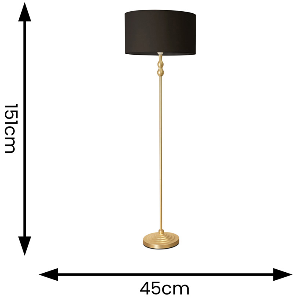 ValueLights Maggie Black and Gold Drum Shade Candlestick LED Floor Lamp Image 5