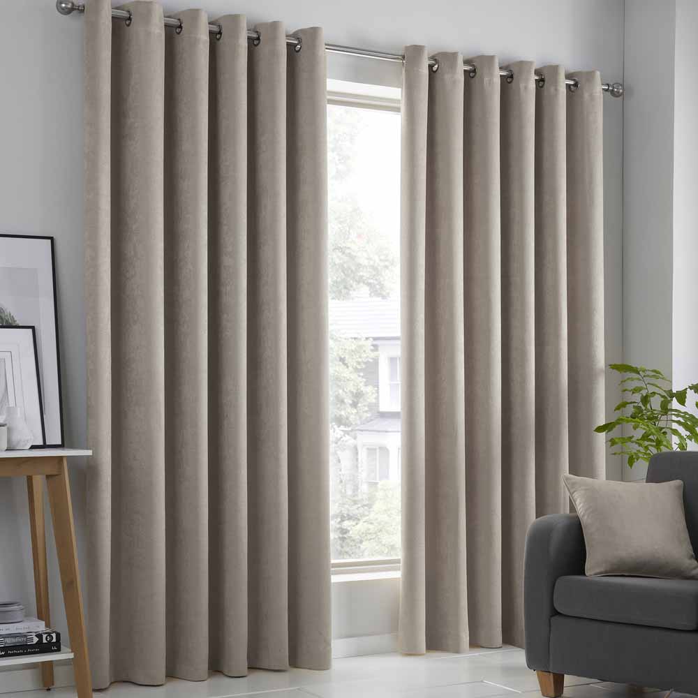 Strata Eyelet Curtain Natural W 167cm x D 183cm 100% Polyester with Metal Eyelets  - wilko