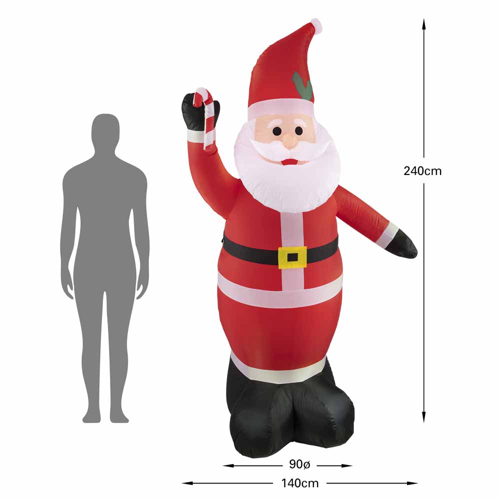 Inflatable Santa with Candy Cane 8ft Image 7
