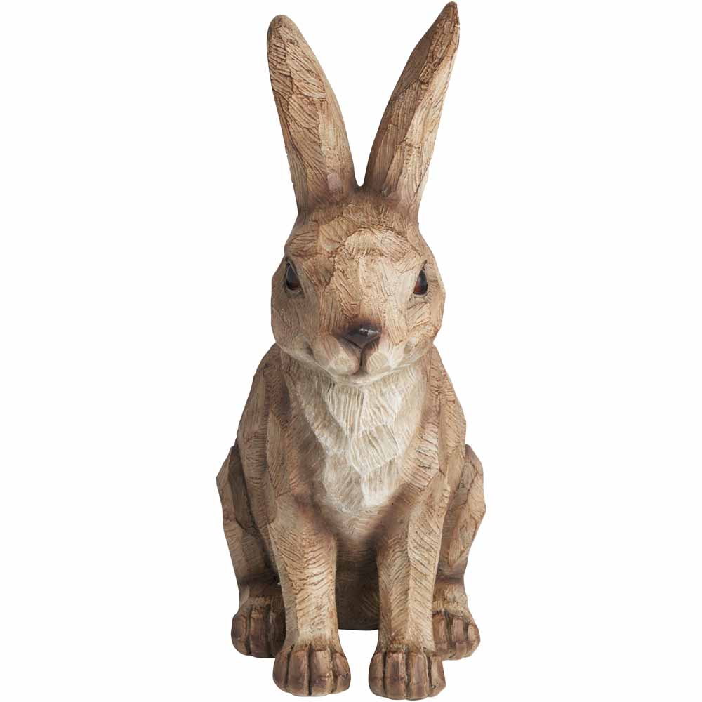 Wilko Wood Effect Rabbit Ornament Image 1