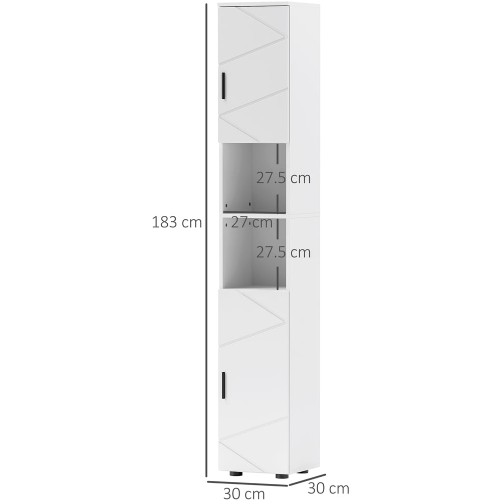 Kleankin 2 Door 2 Shelf White Tall Bathroom Storage Cabinet Image 9