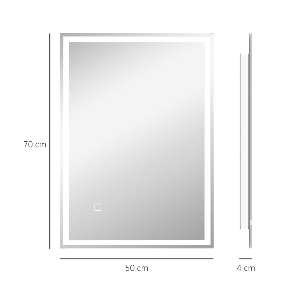 HOMCOM 3 Colour LED Illuminated Bathroom Mirror with Defogging Film Image 9