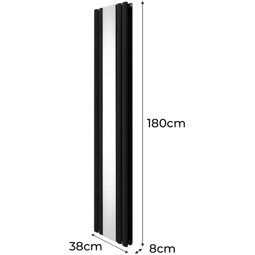 Monster Shop 3340 BTU Black Oval Mirror Radiator and Valves 1800 x 380mm Image 6