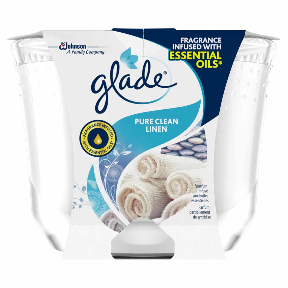 Glade Large Candle Clean Linen Air Freshener 224g Image 1