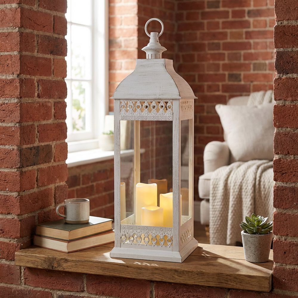 White Gold Brushed LED Lantern Image 5