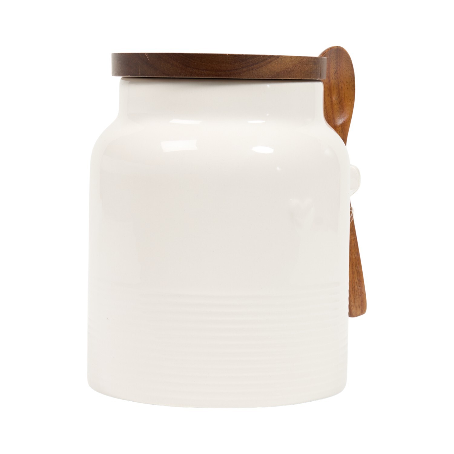 Heart Canister with Lid and Spoon White Image 2