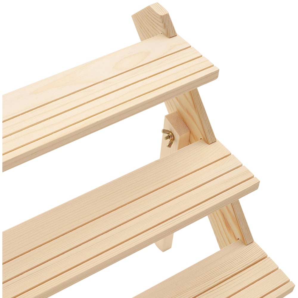 H&O Direct 4 Shelf Pine Wood Staircase Design Display Stand Image 5