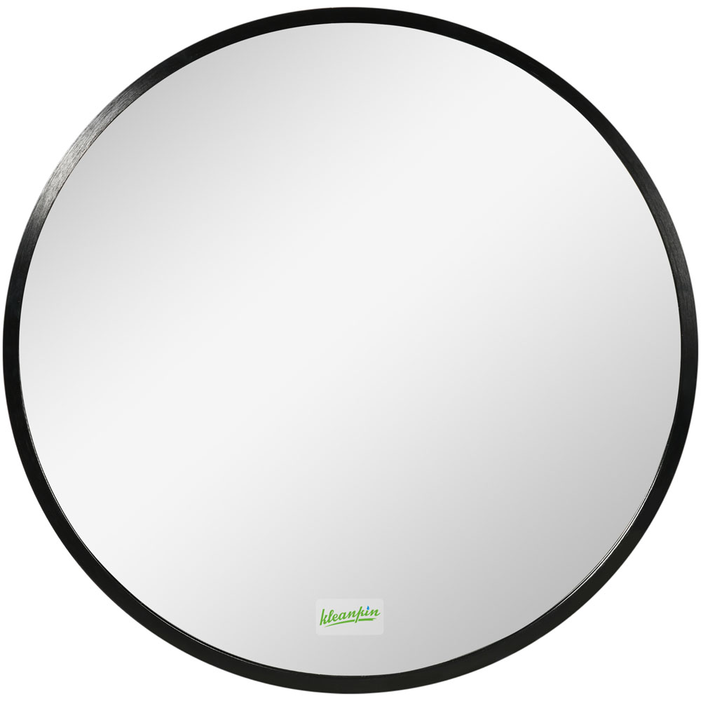 Kleankin Black Round Wall Mounted Bathroom Mirror Image 1