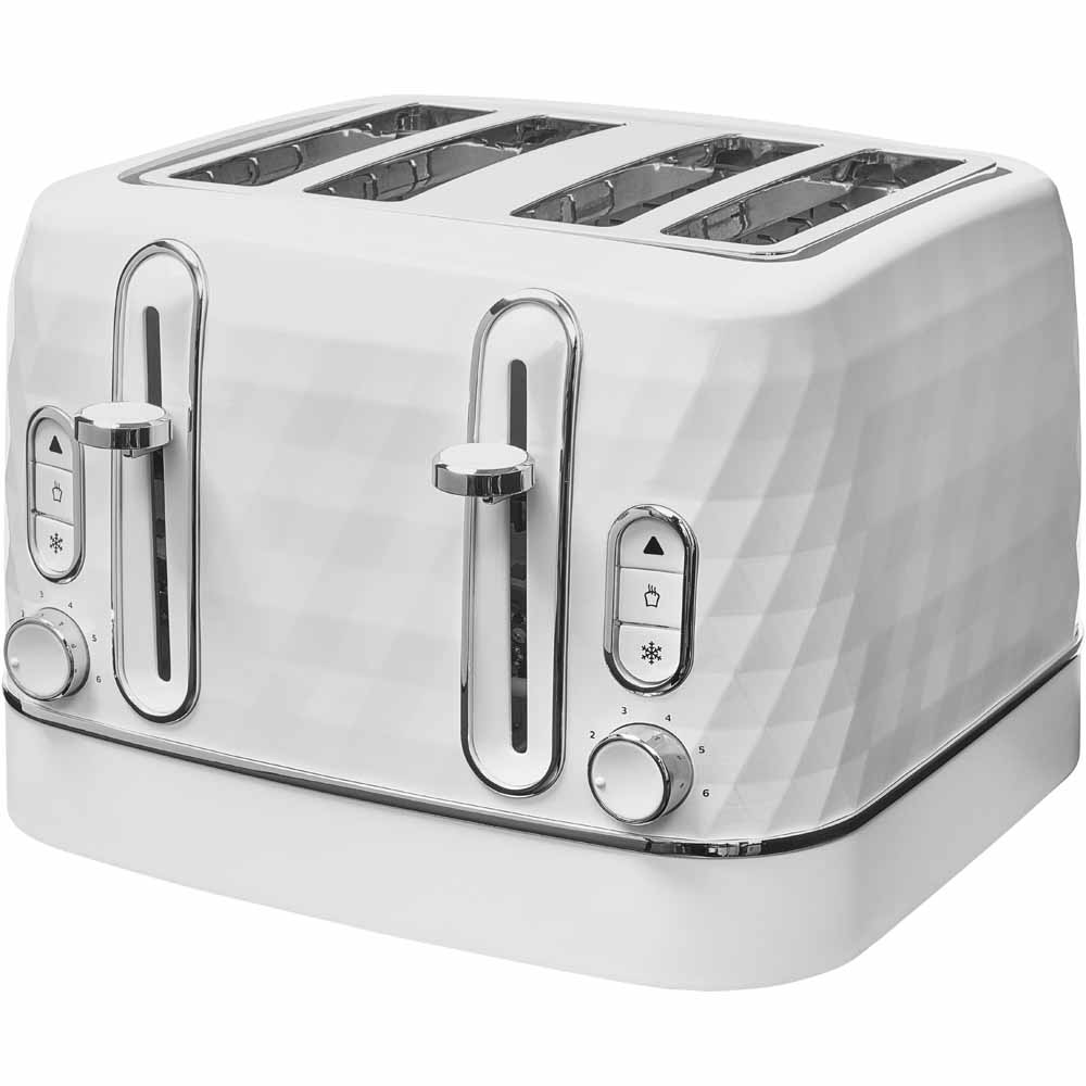 Wilko White Diamond 4 Slice Toaster Image 1