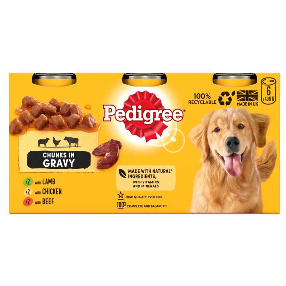 Pedigree Adult Wet Dog Food Tins Mixed in Gravy 6 x 400g Image 2