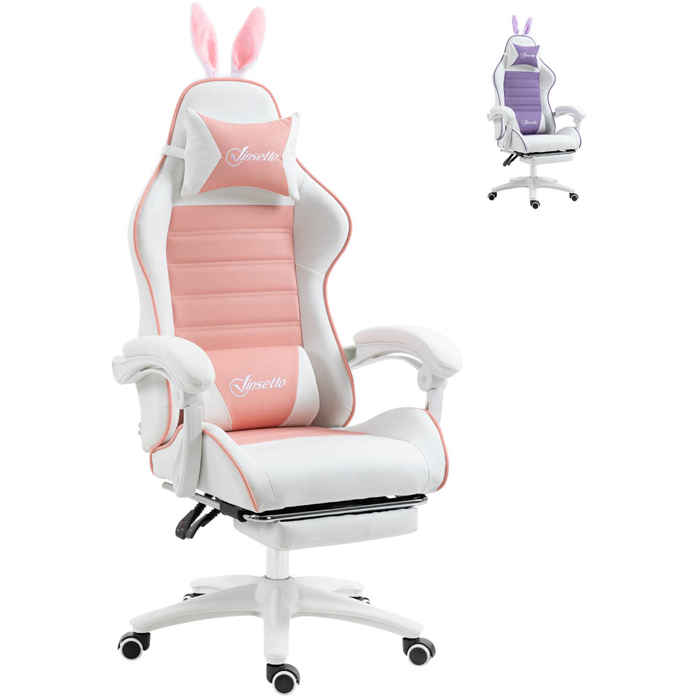 Portland Pink PU Leather Rabbit Ears Recliner Gaming Chair Image 2