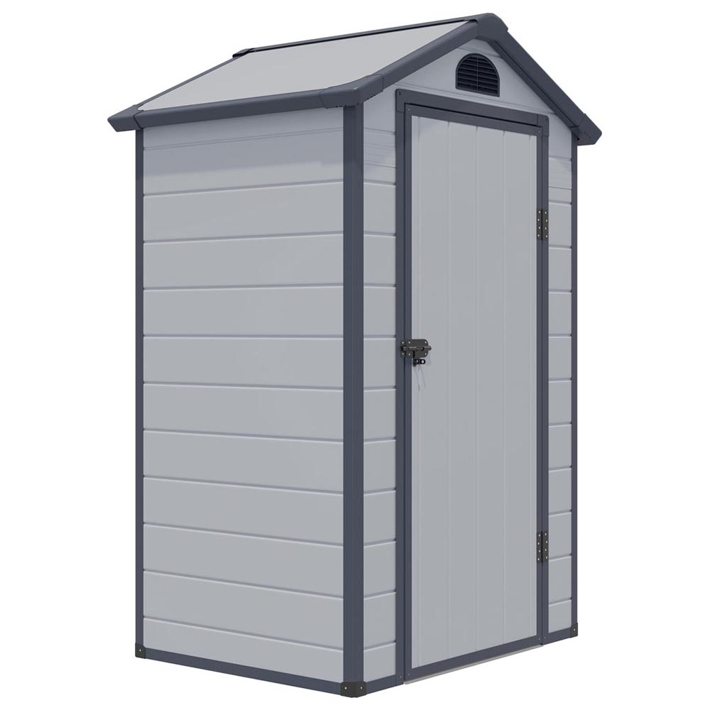 Rowlinson 4 x 3ft Light Grey Airevale Plastic Garden Shed Image 1