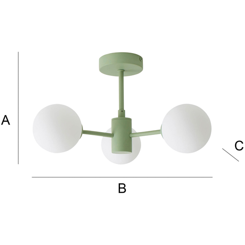 ValueLights Marlow 3 Arm Sage Green Opaque Glass Globe LED Ceiling Light Image 8