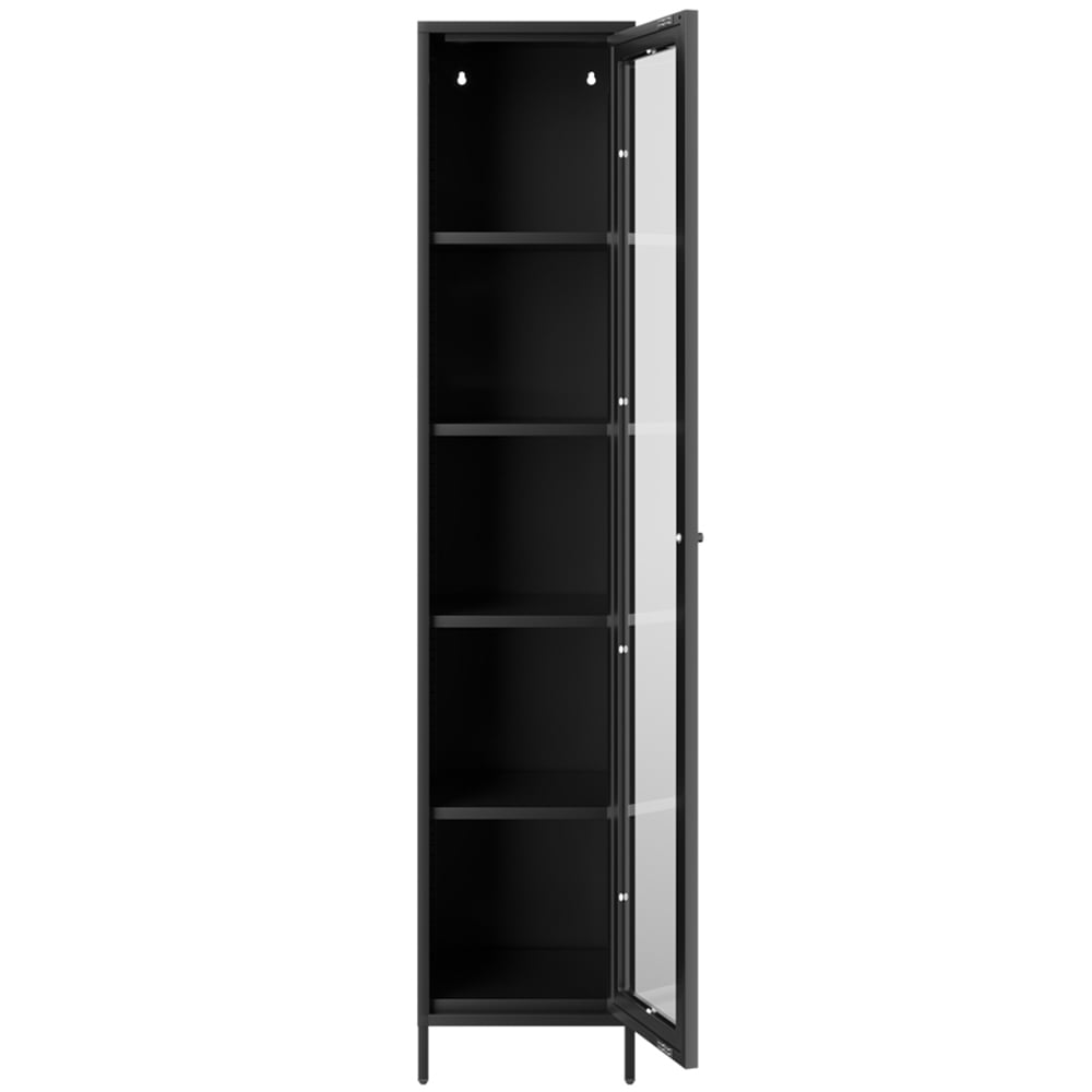 LPD Home Frank Single Door Black Glass Display Cabinet Image 4