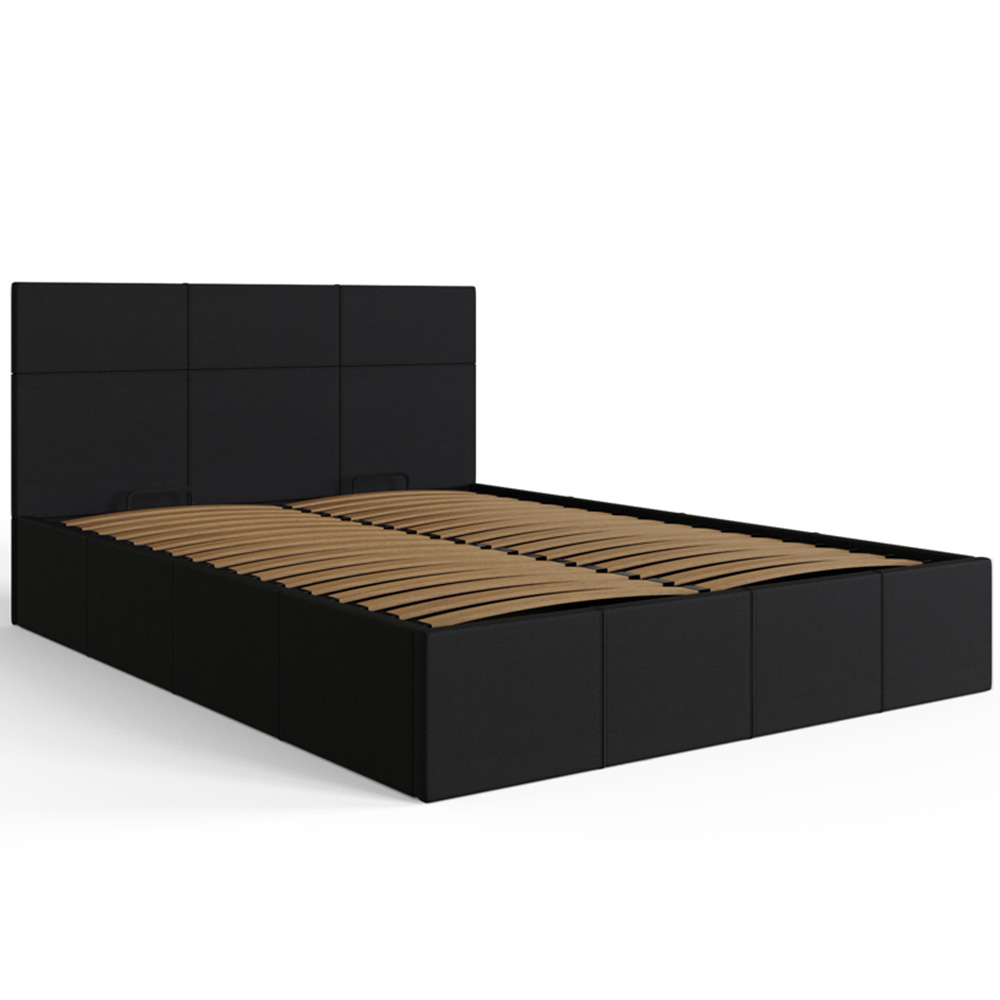 GFW Small Double Black Faux Leather Side Lift Ottoman Bed with Bonnell Mattress Image 3