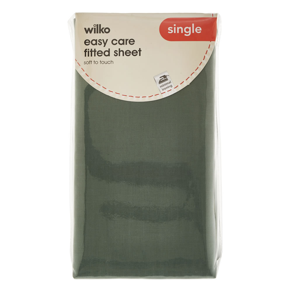 Wilko Easy Care Dark Green Single Fitted Sheet Wilko