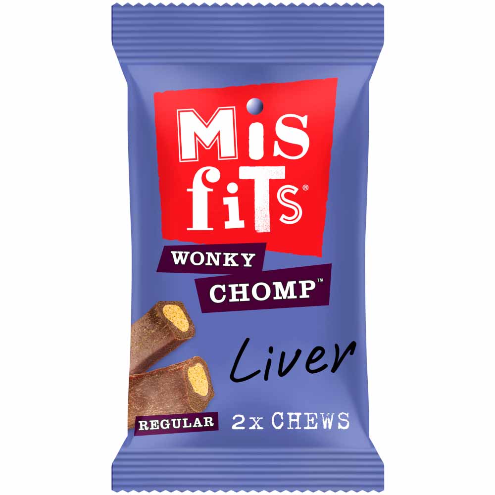 Misfits Wonky Chomp Adult Medium Dog Treats Liver 2 Stick 170g Image 1