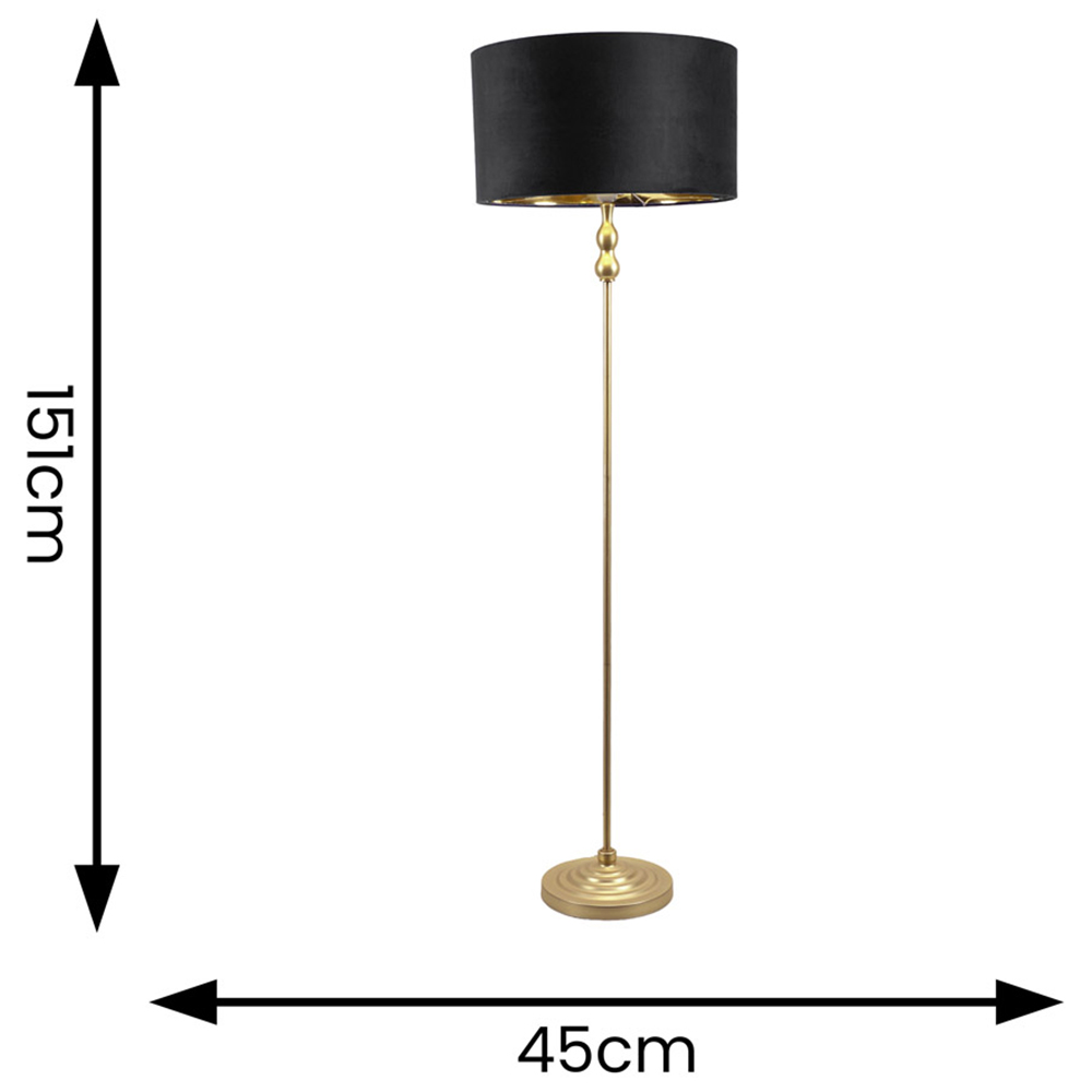 ValueLights Maggie Gold Candlestick LED Floor Lamp with Black and Gold Lamp Shade Image 4