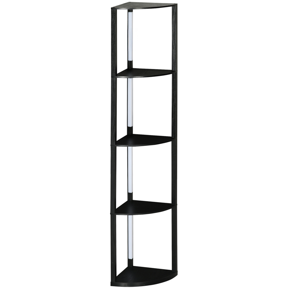 Portland 4 Shelf Black Dimmable Warm White LED Corner Floor Lamp Image 1