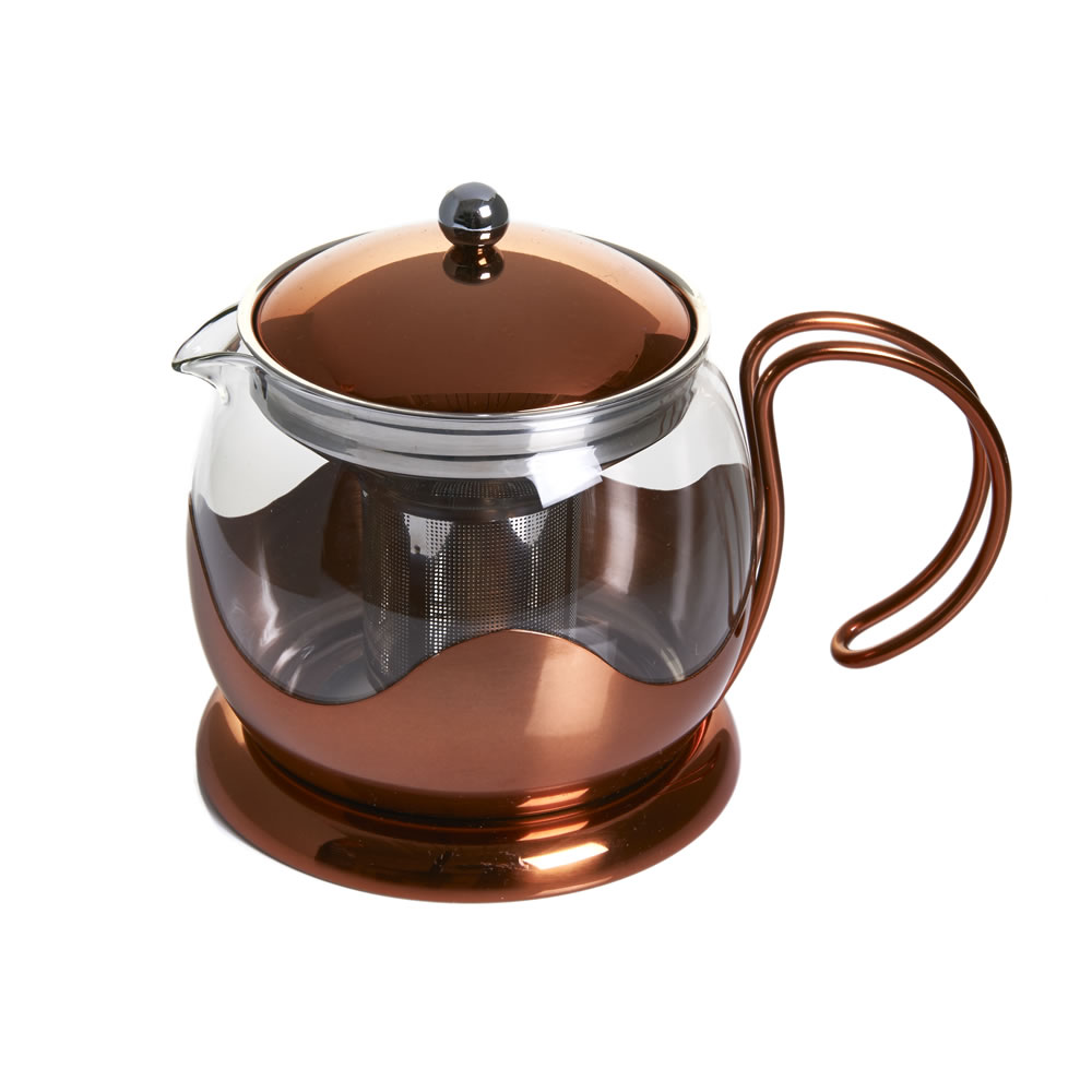 Wilko Copper Effect Teapot with Infuser 900ml Image 1