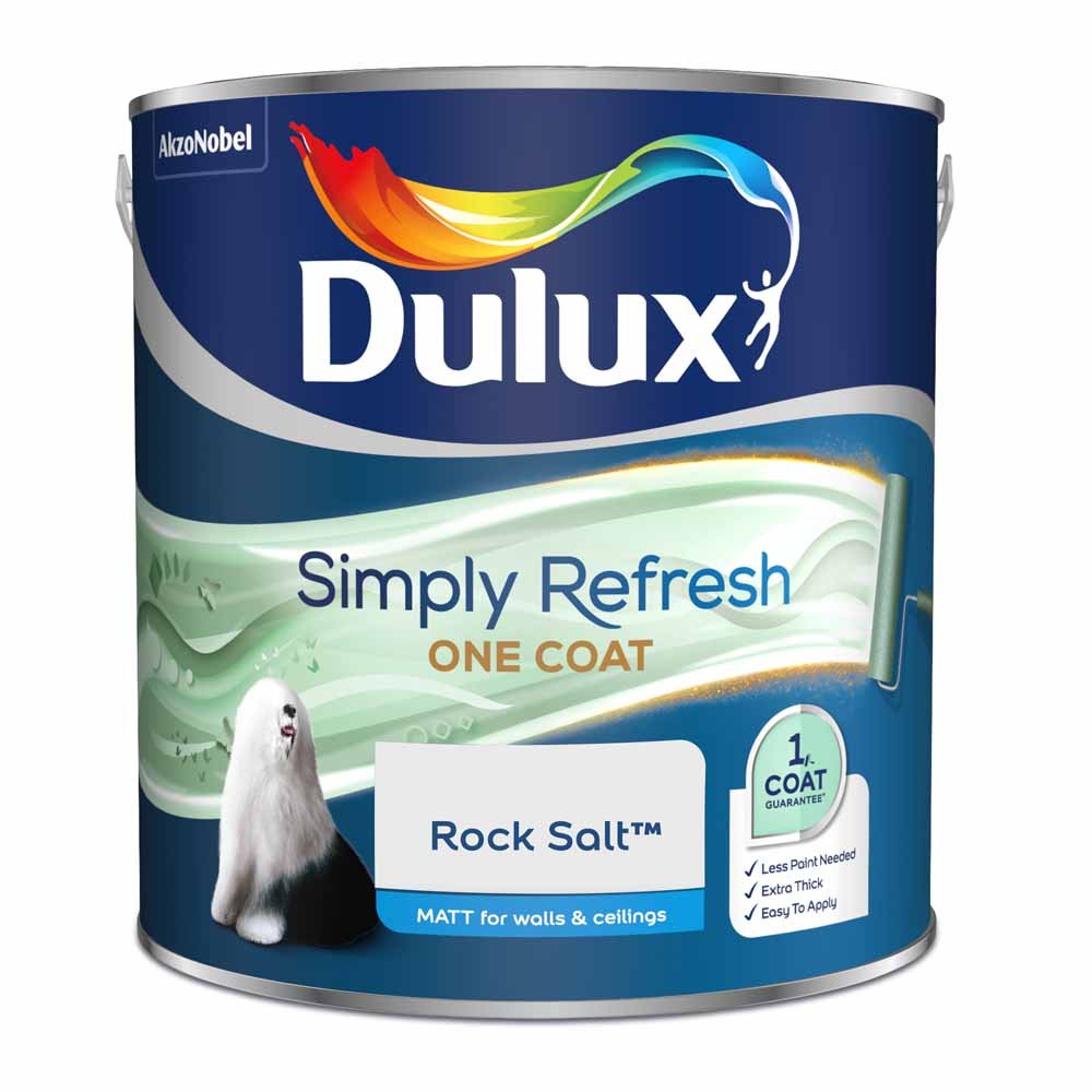 Dulux Simply Refresh One Coat Rock Salt Matt Emulsion Paint 2.5L Wilko