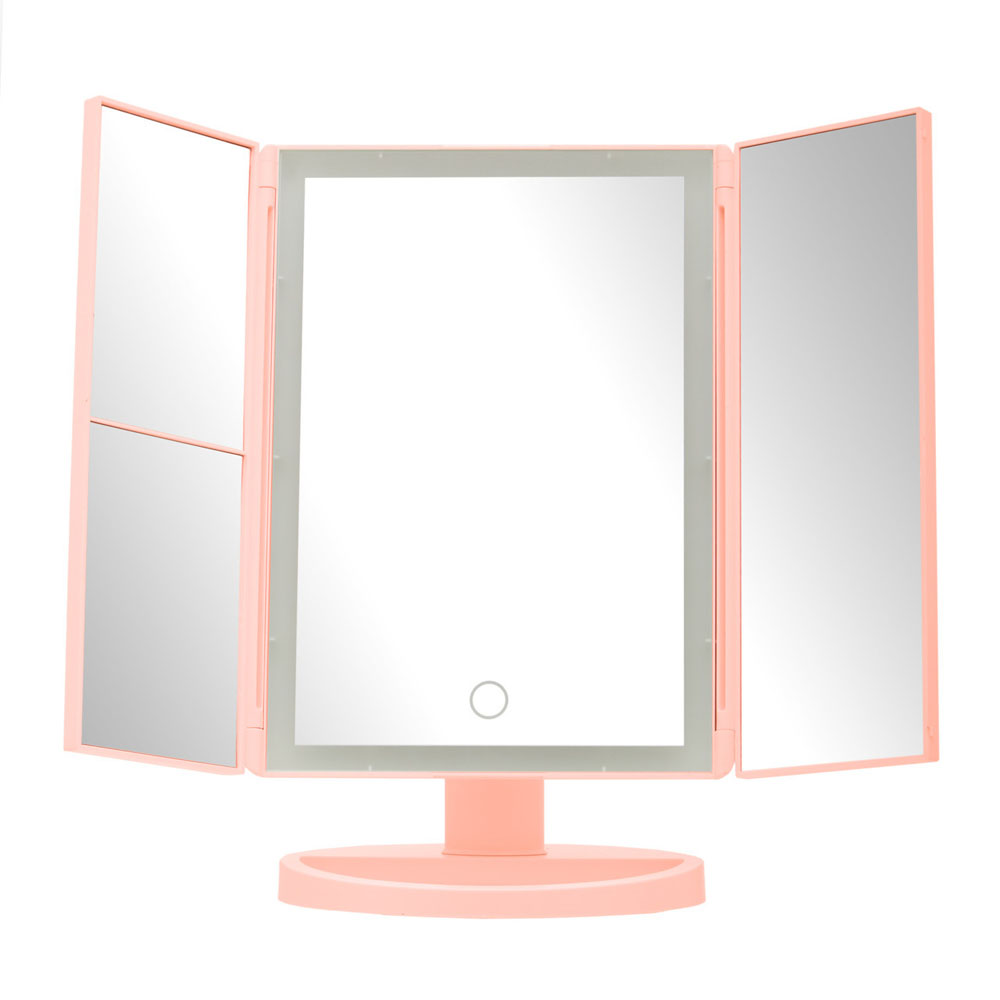 Premier Housewares Pink Cassini LED Dressing Table Mirror Image 1