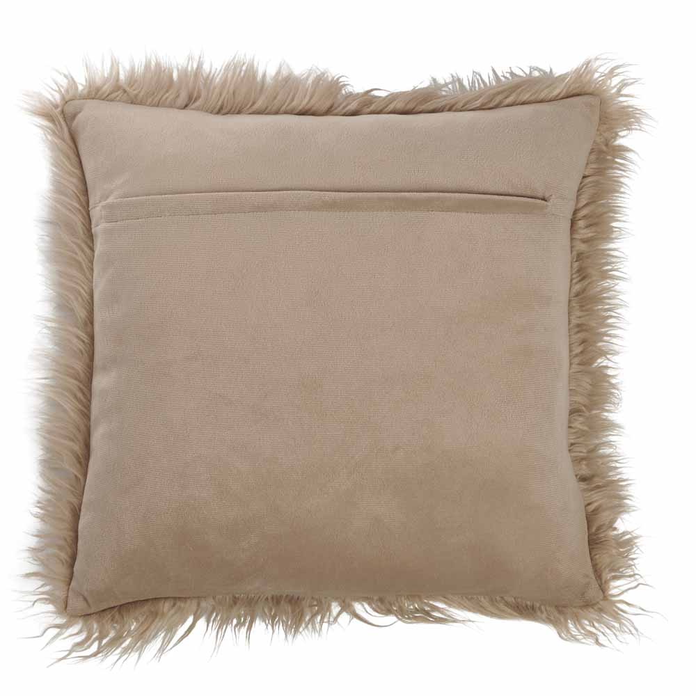 Wilko Humus Faux Fur Mongolian Cushion 43 x 43cm Image 2