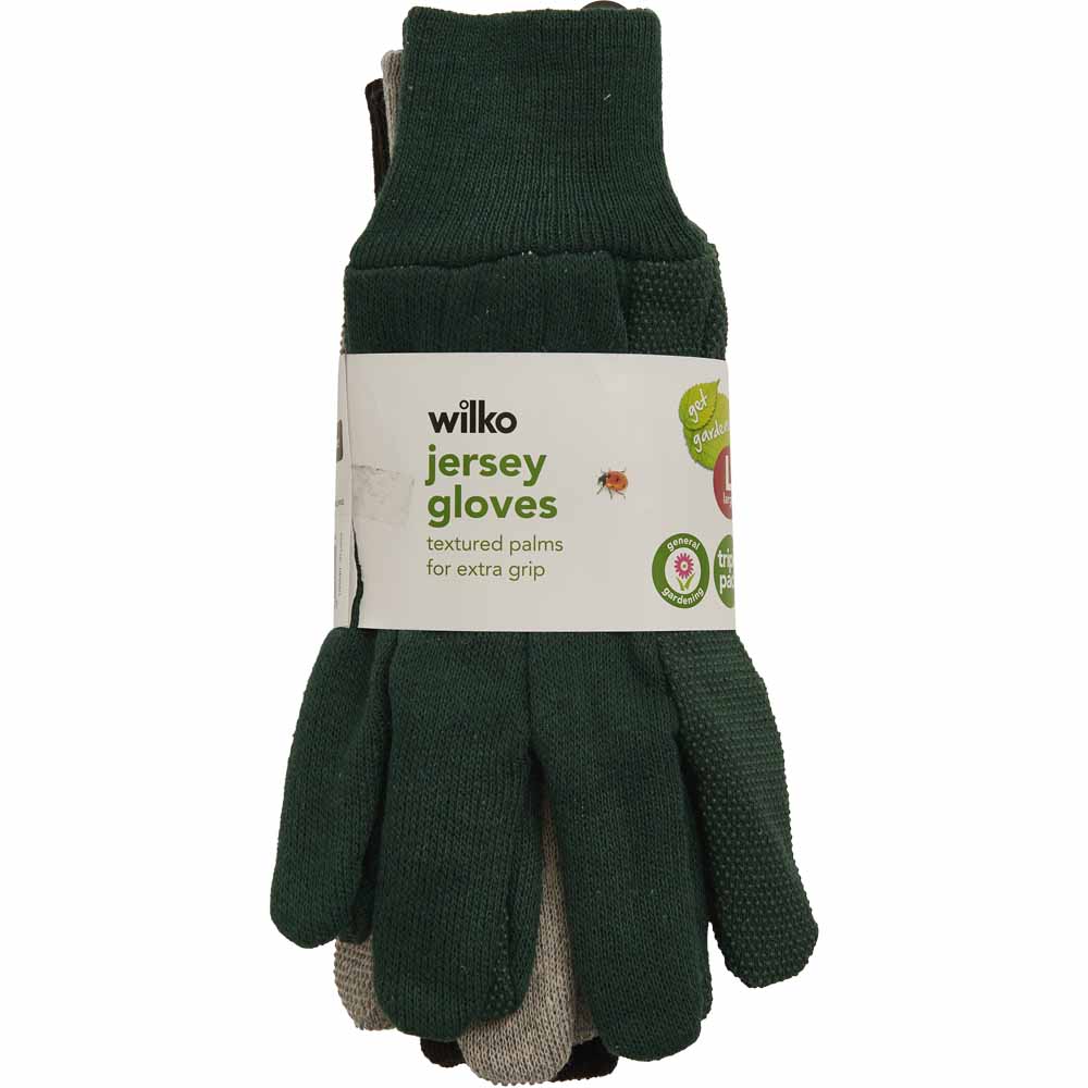 Wilko Large Jersey Garden Gloves 3 Pack Image 2