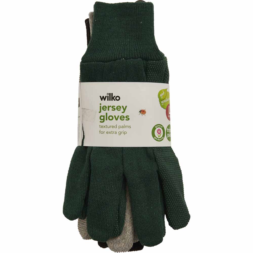 Wilko Jersey Garden Gloves Large 3pk Wilko