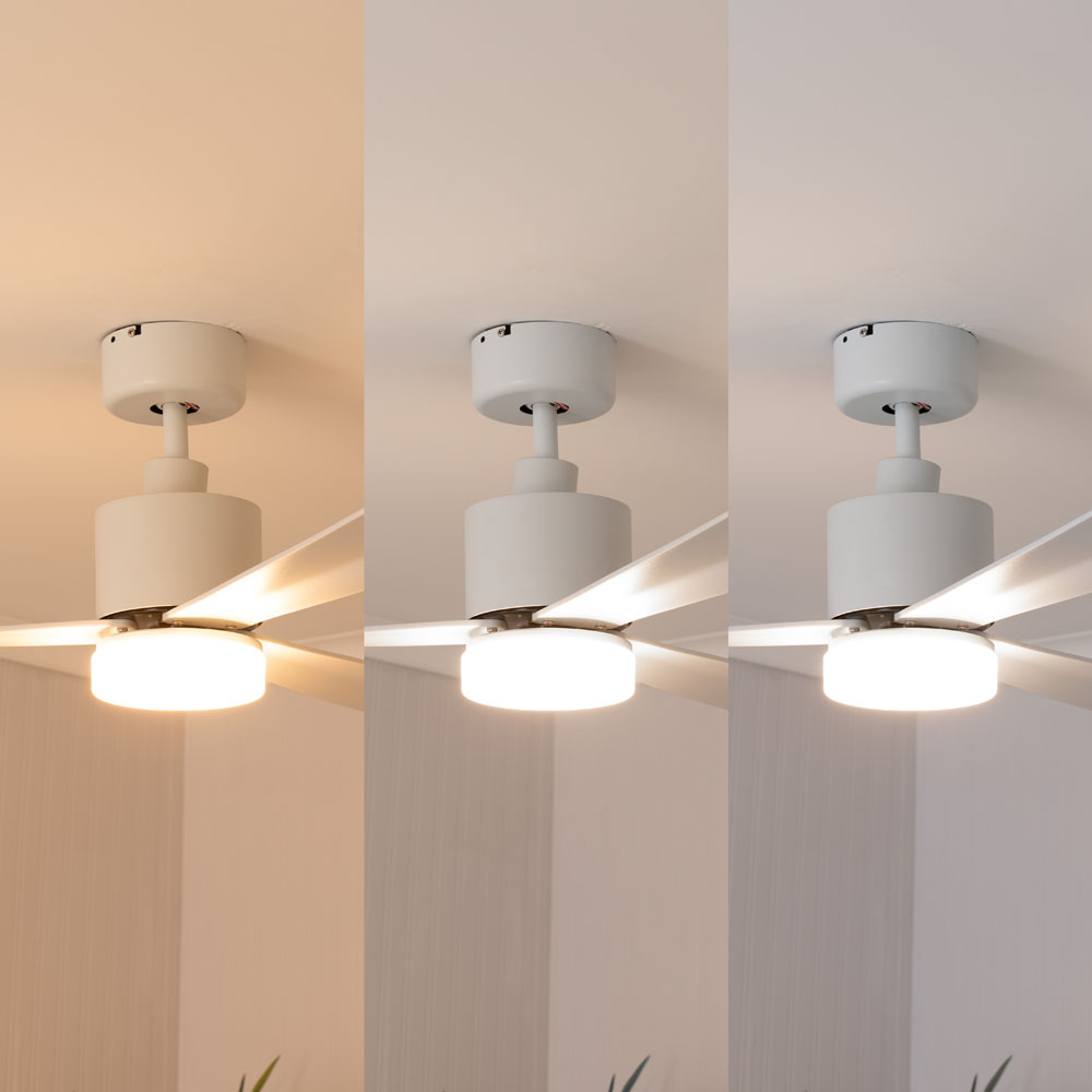 ValueLights Matt White Ceiling Fan with LED Light and Remote 52 inch Image 7