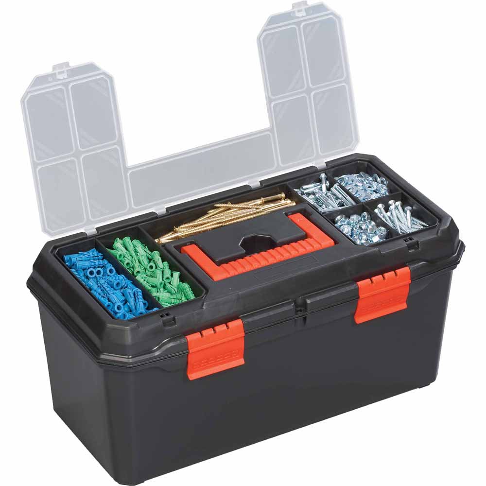 Wilko Plastic Toolbox with Organiser Lid 19in Wilko