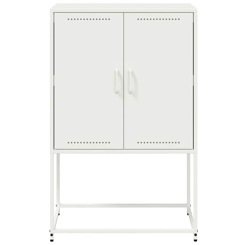 vidaXL 2 Door White Steel Highboard Image 6