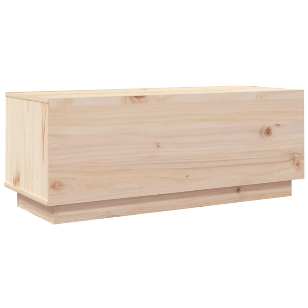 vidaXL Single Open Shelf Natural Solid Wood Pine TV Cabinet Image 5
