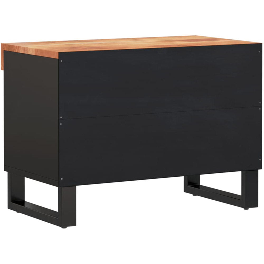 vidaXL Single Open Shelf Brown Solid Wood Acacia TV Cabinet with Metal Legs Image 5