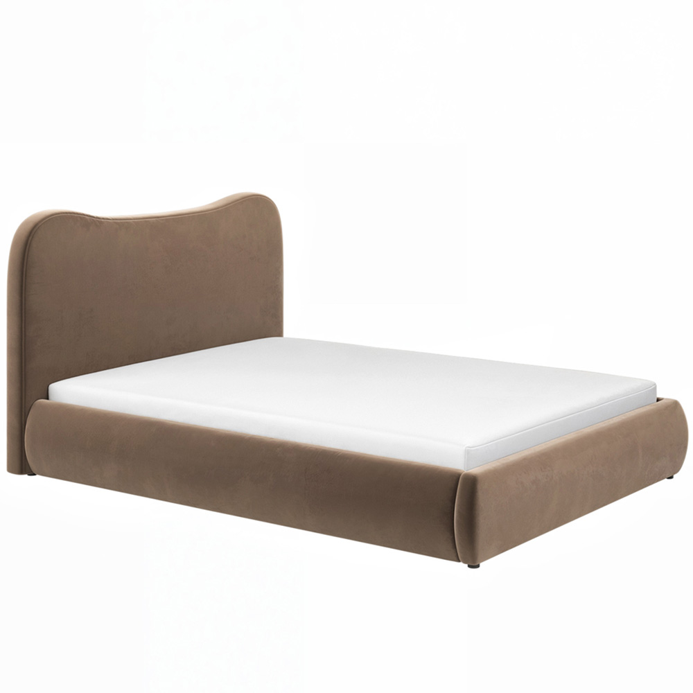 Solace+Co Ember King Size Chocolate Velvet Ottoman Bed Image 2