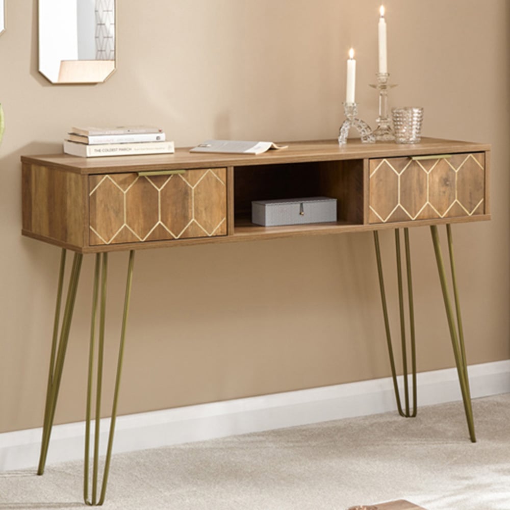 GFW Orleans 2 Drawer Mango Yellow Console Desk Image 6