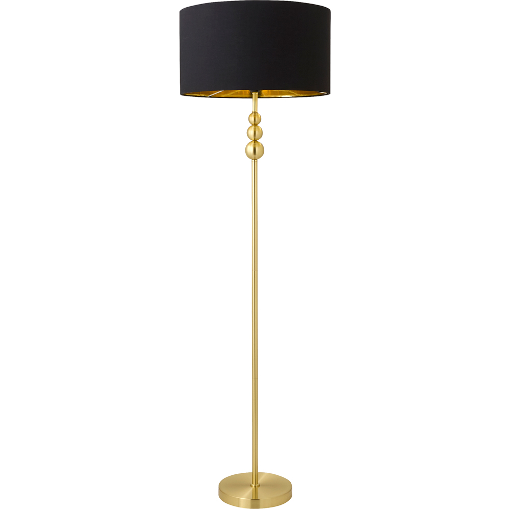 ValueLights Marissa Black and Gold Shade Gold Ball LED Floor Lamp Image 1