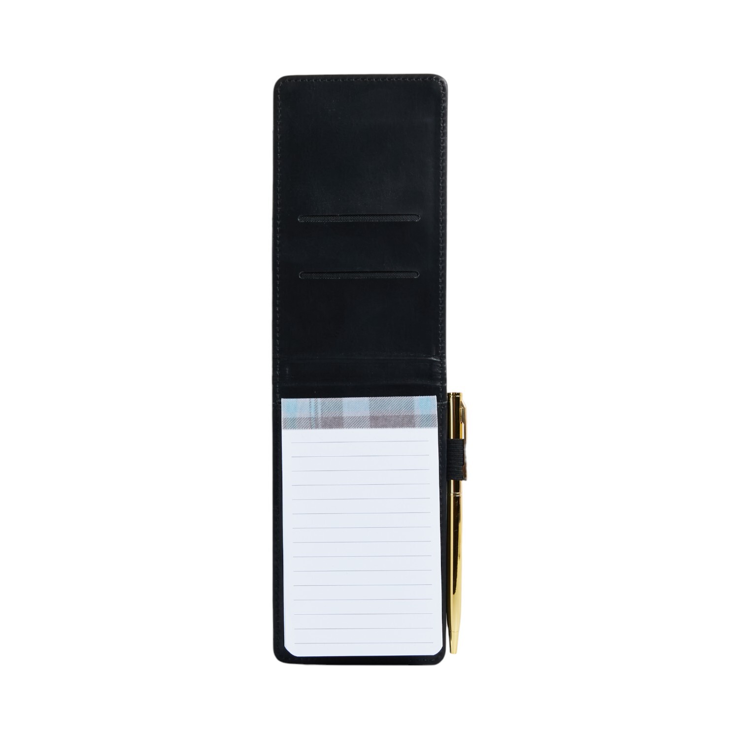 Blue and Grey Tartan Flip Notebook with Pen Blue and Grey Image 1