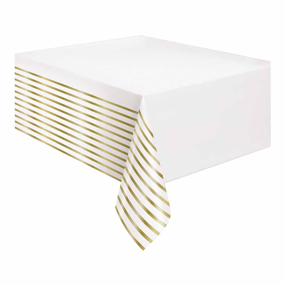 White & Gold Plastic Tablecover Image