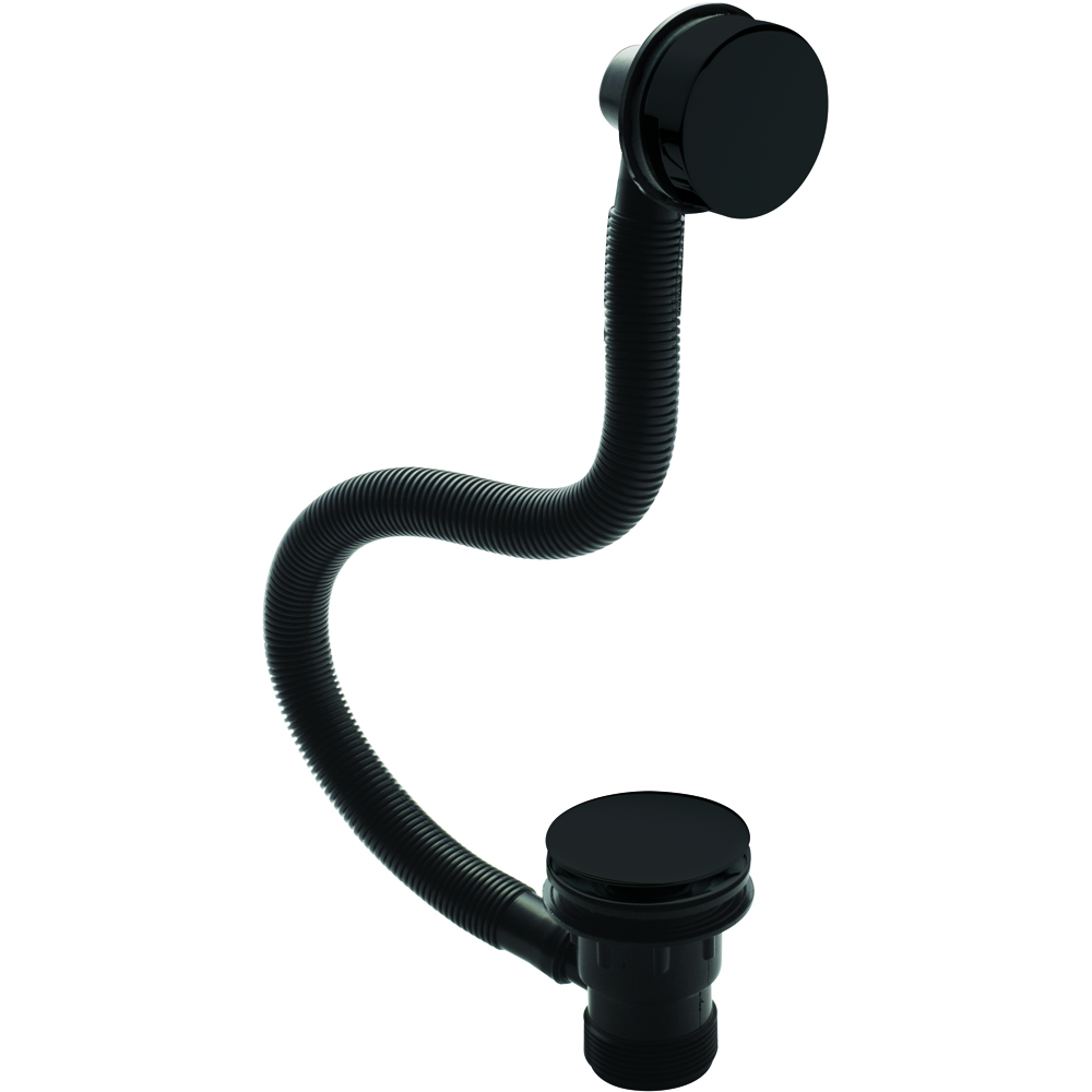 nuie Inset Matt Black Bath Push Button Waste Image 1