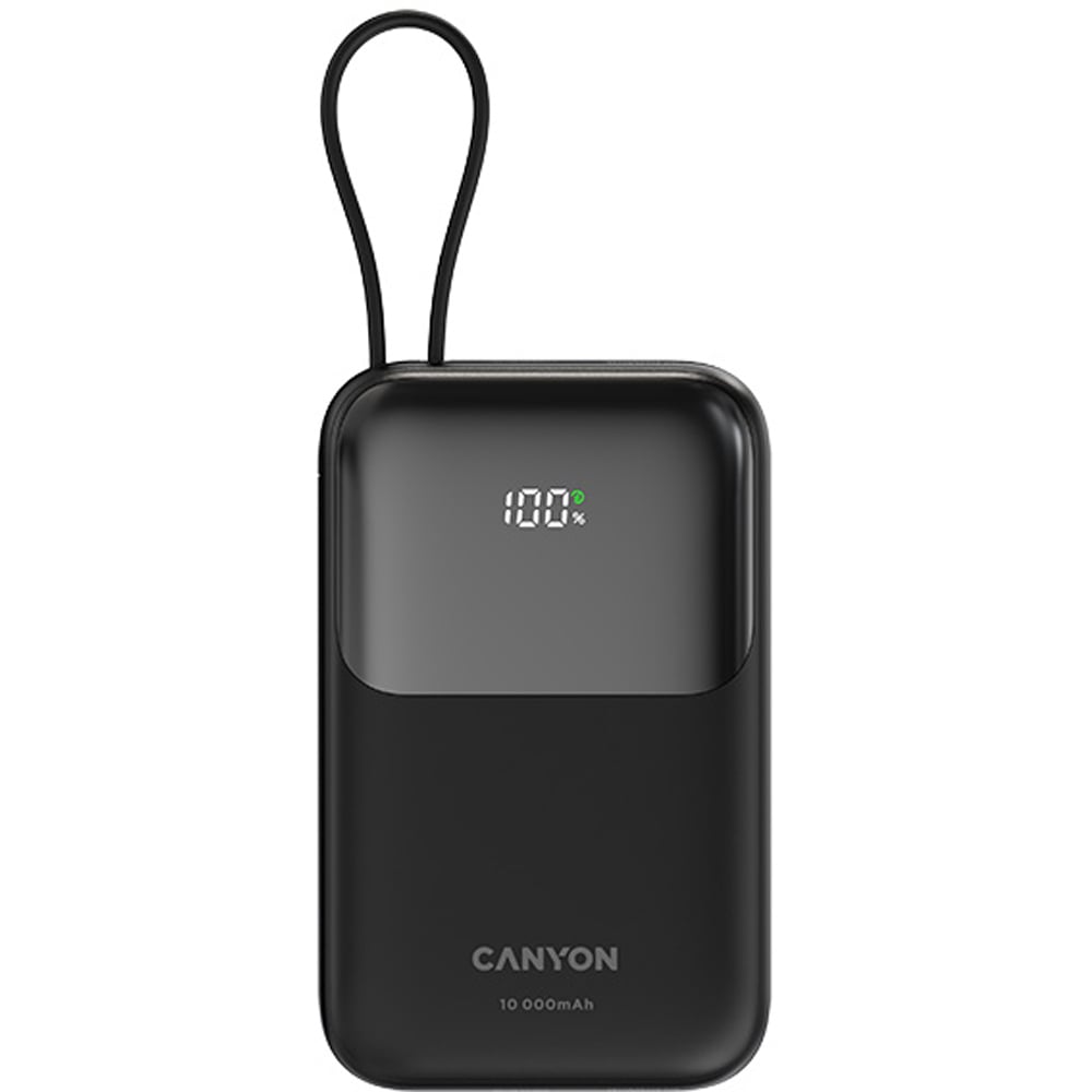 Canyon OnPower 101 Black Power Bank with Built-In Cable 10000mAh Image 1