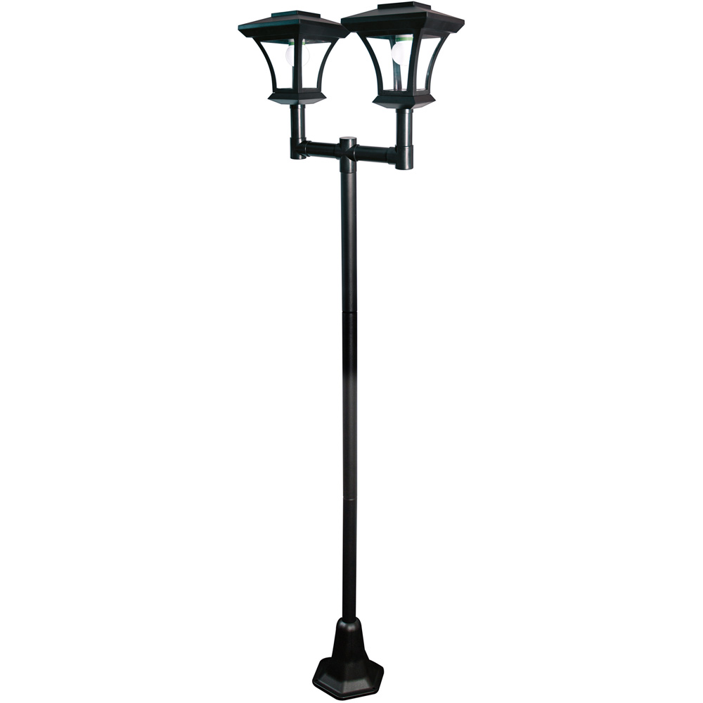 GardenKraft Bright White LED Victorian Twin Head Solar Lamp Post Image 1