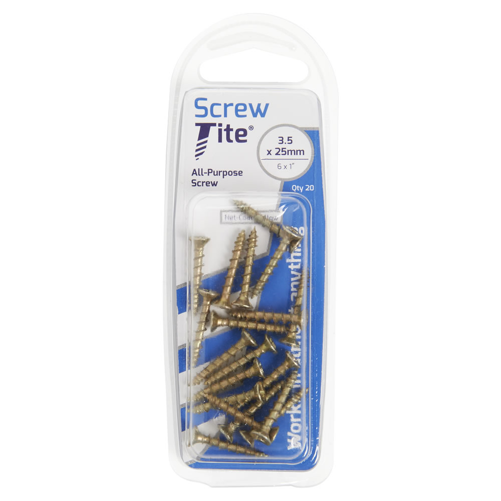 Screw Tite 3.5 x 25mm Screw Net Coat Yellow 20 Pack Image 2